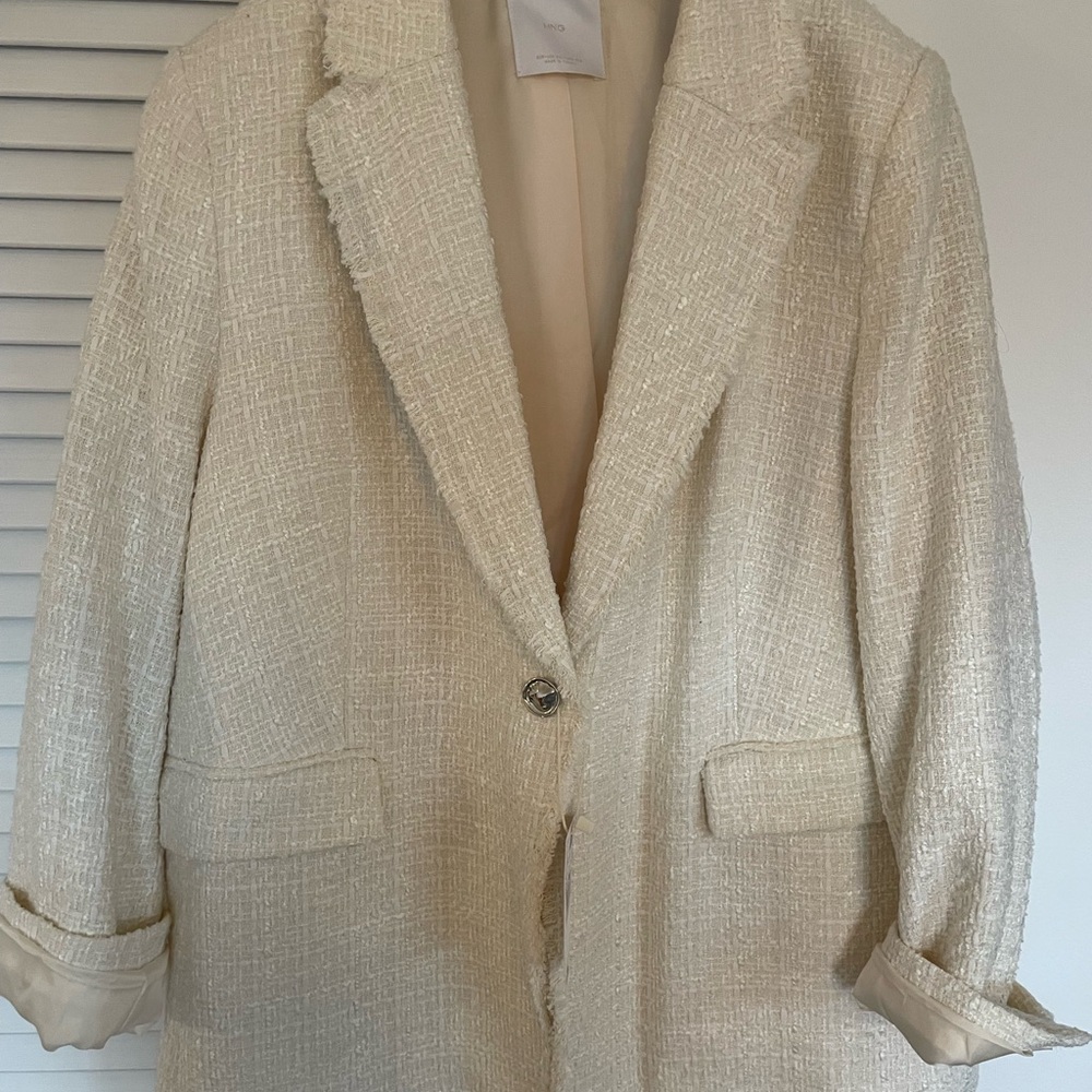 Mango Cream Textured Jacket
